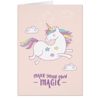 Tarjeta linda del unicornio de los niños - "haga