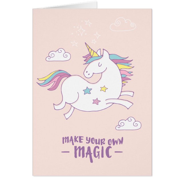 Tarjeta linda del unicornio de los niños - "haga (Frente)