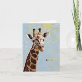 Tarjeta linda jaunty giraffe simple hola pensando en ti