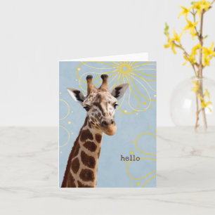 Tarjeta linda jaunty giraffe simple hola pensando en ti