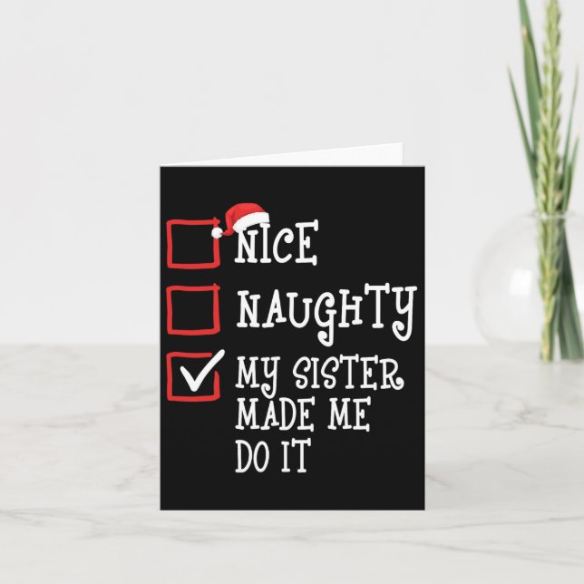 Tarjeta Linda Traviesa Mi Hermana Me Hizo Hacerlo Divertid (Anverso)