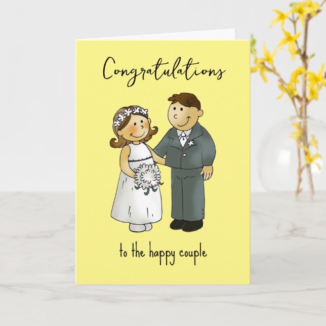 Tarjeta lindas felicitaciones de pareja boda (flor amarilla)
