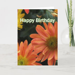Tarjeta Lindas flores de margarita naranja feliz cumpleaño