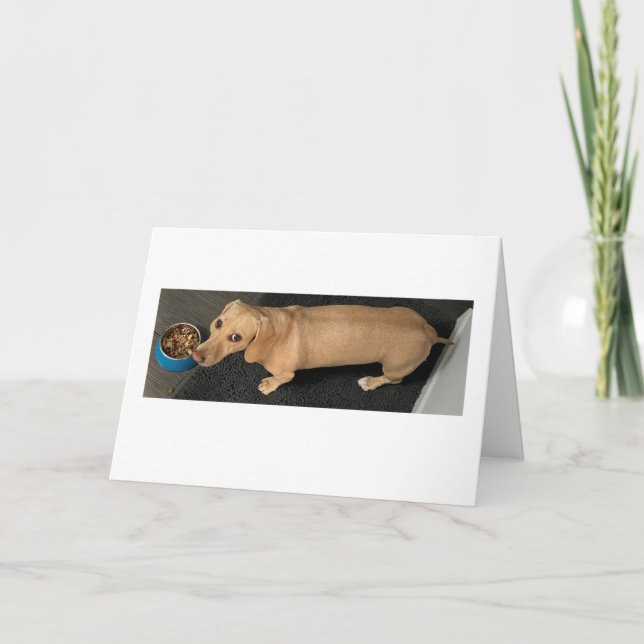 Tarjeta Lindo, almorzamos juntos Dachshund (Anverso)