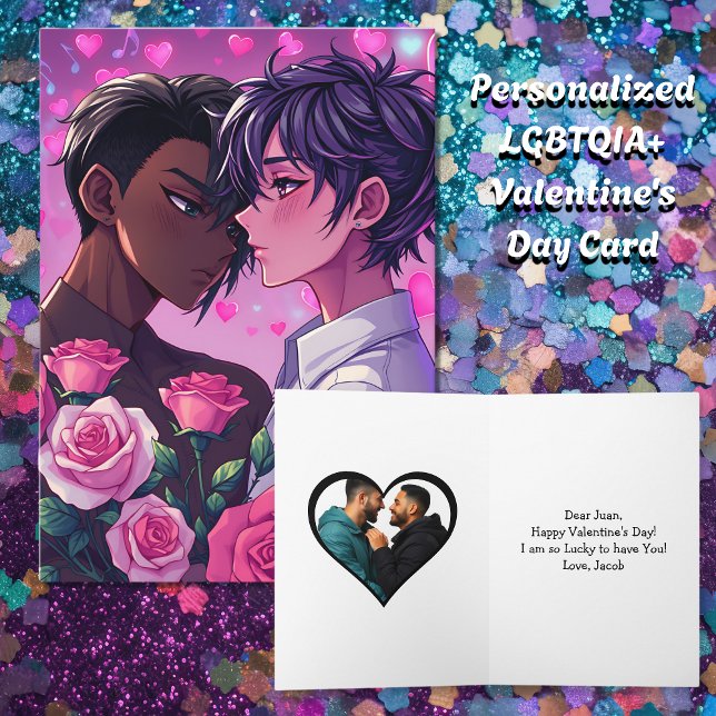 Tarjeta Lindo Anime Personalizado LGBT+ Día de San Valentí (Subido por el creador)