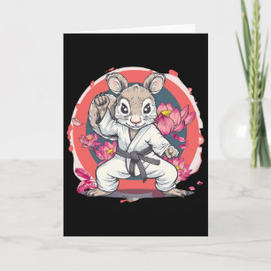 Tarjeta Lindo ardilla de karate flor de loto kickboxing de