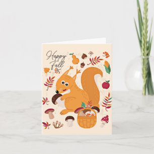 Tarjeta Lindo ardilla de otoño con texto personalizado