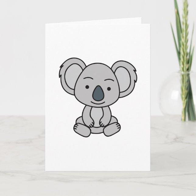 Tarjeta Lindo bebé koala con una sonrisa sentado (Anverso)