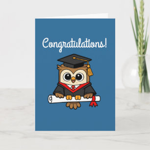 Tarjeta Lindo búho de dibujos animados graduación felicita