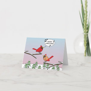 Tarjeta Lindo Cardenal Rojo Cantando Feliz Navidad