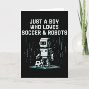 Tarjeta Lindo Chico Que Ama Robots De Fútbol Jugará Juego