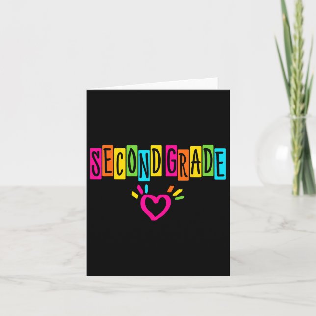Tarjeta Lindo corazón de segundo grado primer día de escue (Anverso)