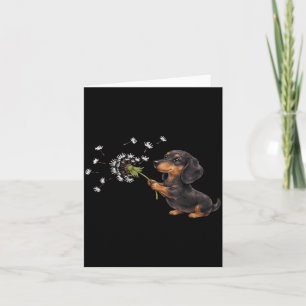 Tarjeta Lindo Dachshund Soplando Diente de León Animal Ret