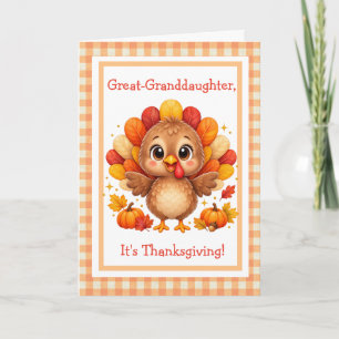 Tarjeta Lindo Día de Acción de Gracias Pavo Bisnieta