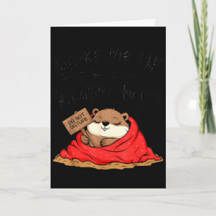 Tarjeta Lindo Día de la Marmota Divertido Despiértame Cuan