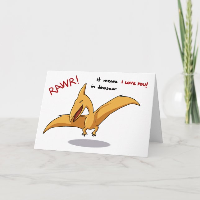 Tarjeta lindo dinosaur rawan significa que te amo (Anverso)
