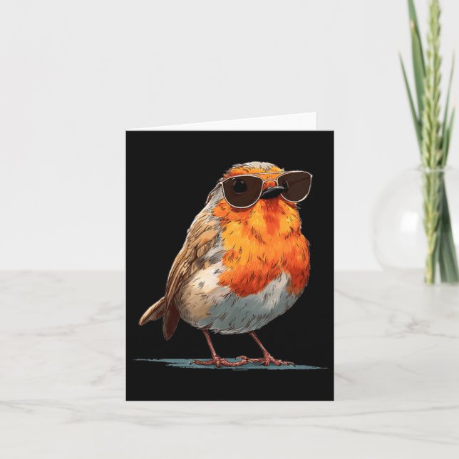 Tarjeta Lindo disfraz de pájaro con gafas de sol para Robi (Anverso)
