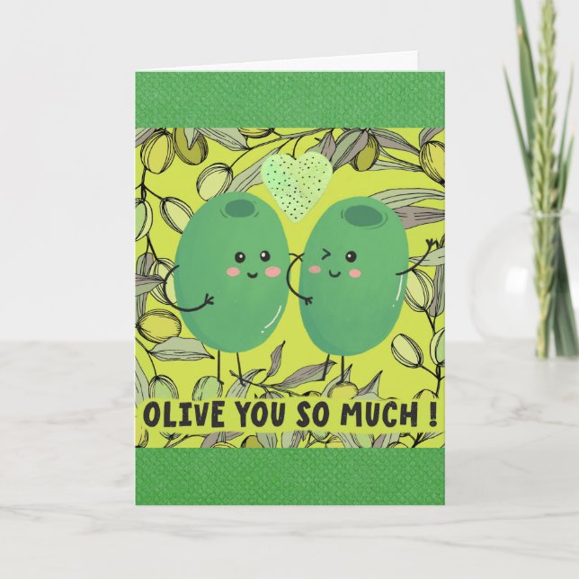 Tarjeta Lindo Divertido Olivo Te Amo (Anverso)