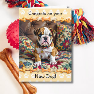Tarjeta Lindo Felicidades por tu nuevo cachorro de Bull Do