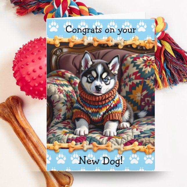 Tarjeta Lindo Felicitaciones por tu cachorro Husky  (Subido por el creador)