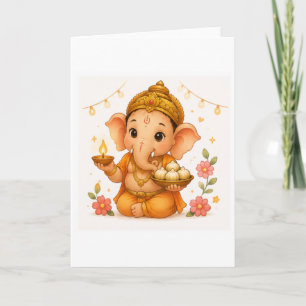 Tarjeta Lindo Ganesha Diya Modak Ganesh Chaturthi