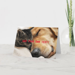Tarjeta Lindo gatito y cachorro AGREGA TU PROPIO TEXTO
