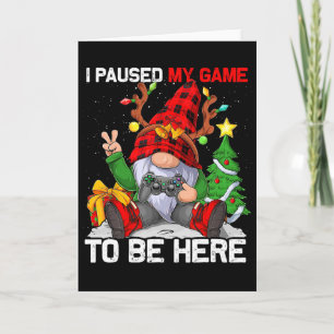 Tarjeta Lindo gnomo jugador de videojuegos de Navidad