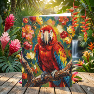 Tarjeta Lindo guacamayo loro de impasto   Pensando en ti