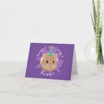 Lindo hámster de cumpleaños asomándose por un aguj