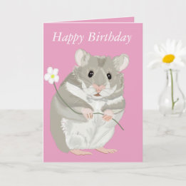 Tarjeta Lindo hámster gris y blanco con