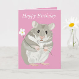 Tarjeta Lindo hámster gris y blanco con