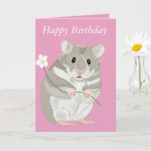 Tarjeta Lindo hámster gris y blanco con