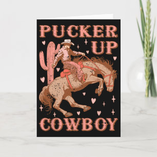 Tarjeta Lindo Howdy Occidental Día de San Valentín Pucker 
