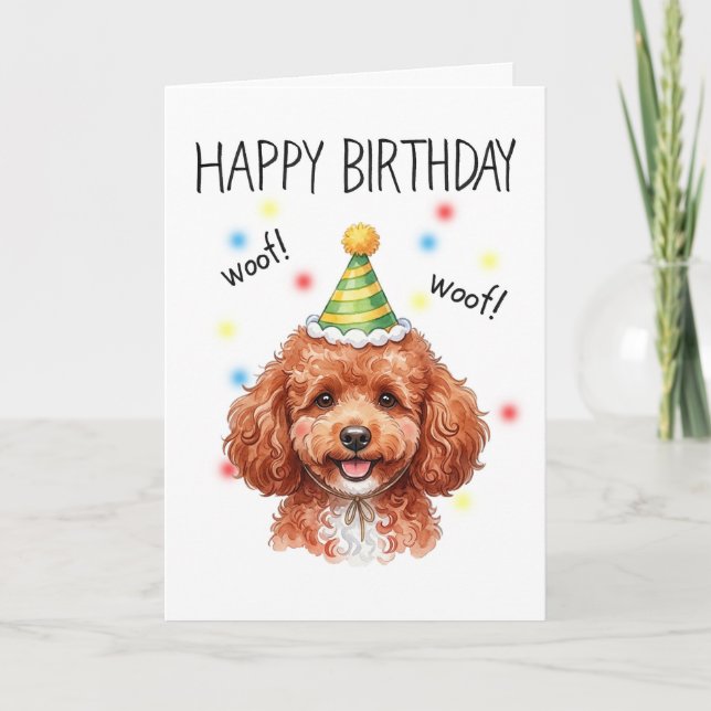 Tarjeta Lindo juguete rojo de Poodle Doodle fácil personal (Anverso)