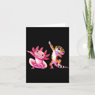 Tarjeta Lindo Kawaii Gecko Leopardo Amigos Axolotl Dabbing