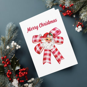 Tarjeta Lindo lazo rojo y Santa Claus, Navidad de foto sim