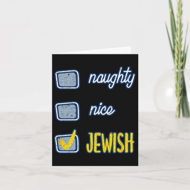 Tarjeta Lindo Naughty Judío Ugly Hanukkah Sweater Chanukah (Anverso)