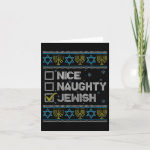 Tarjeta Lindo Naughty Judío Ugly Hanukkah Sweater Chanukah