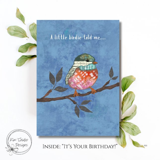 Tarjeta Lindo Pájaro en Rama Cumpleaños (Subido por el creador)