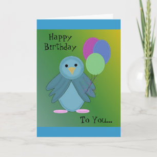 Tarjeta Lindo pájaro sosteniendo globos