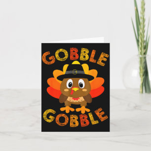 Tarjeta Lindo Pavo Gobble Gobble Lgrim Niños Pequeños Grac