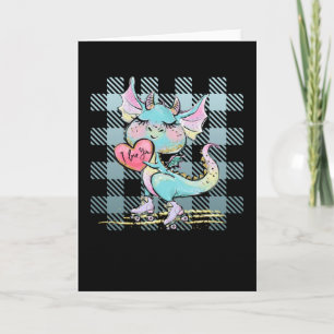 Tarjeta Lindo pequeño dragón con corazón de Te Amo