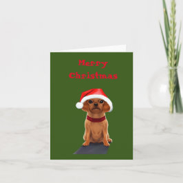 Tarjeta Lindo perrito que lleva un sombrero de Santa en bl