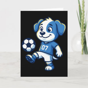 Tarjeta Lindo perro cachorro jugando fútbol soccer perros