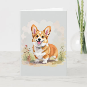 Tarjeta Lindo perro Corgi Galés de Pembroke rojo