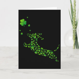 Tarjeta Lindo perro dachshund con trébol irlandés St Patri