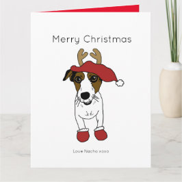 Tarjeta Lindo perro Jack Russell Terrier Navidad Santa