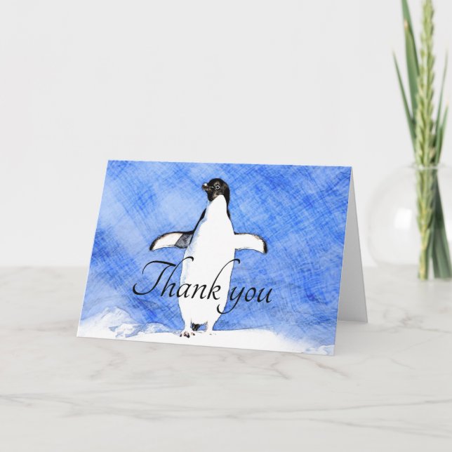 Tarjeta Lindo pingüino gracias (Anverso)