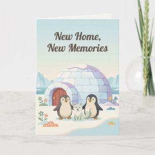 Tarjeta Lindo Pingüino Nueva Casa Regalo de Mudanza Casa