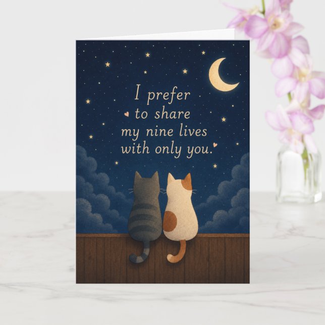 Tarjeta Lindo Prefiero Compartir Mis Nueve Vidas  (Orquídea)